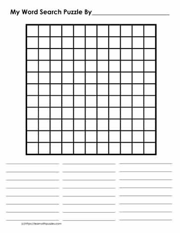 11 x 11 Blank Word Search